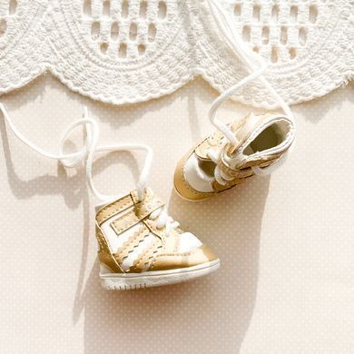 Кроссовки для куклы "Adidas" высокие 5.6*2.5 см Золото с белым