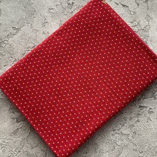 Японский фактурный хлопок 25*35 см Двухцветные точечки на красном