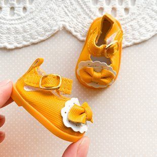 Туфлі для ляльки з ремінцем і бантиком 5.3*3.2 см Помаранчеві