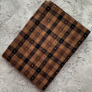 Японский фактурный хлопок 25*35 см Клеточка и кружочек черно-коричневый