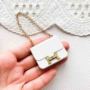 Сумочка для ляльки Hermes 4*3.3 см Біла