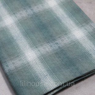 Японский фактурный хлопок 25*35 см Крупная клетка перелив зелёный