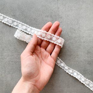 Кружево набивное на сетке нежные ромашки 1.8 см Белое