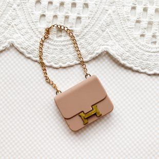 Сумочка для ляльки Hermes 4*3.3 см Пудрова