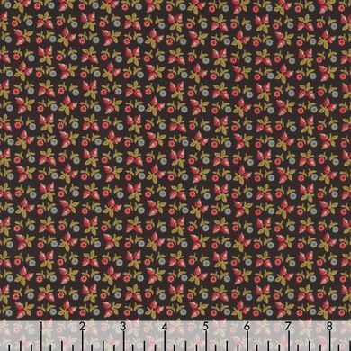 Американська бавовна для рукоділля Old Paysley 23*55 см Ягідки на чорному