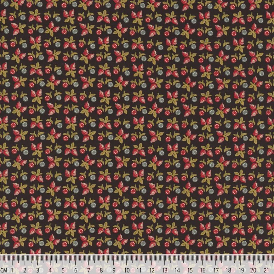 Американська бавовна для рукоділля Old Paysley 23*55 см Ягідки на чорному