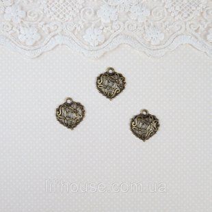 Підвіска металева Серце ажурне 23*20 мм Бронза