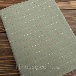 Японский фактурный хлопок 25*35 см Цветные точечки на бледно-зеленом