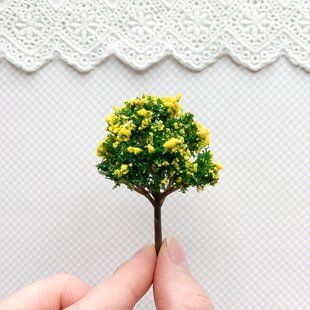 Штучне дерево 6 см Зелене з жовтим