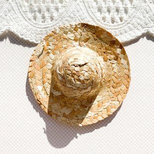 Соломенная шляпа для кукол и игрушек 11 см