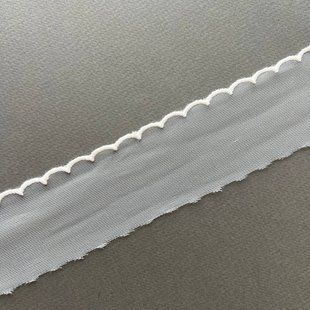 Кружево набивная на сетке волна 4 см Белое