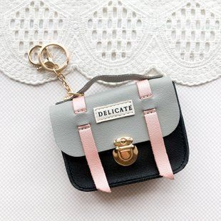 Сумка брелок "Delicate" 11*9 см Чорна з сірим