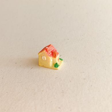 Миниатюра домик мини 1.6 см Желтый с красной крышей