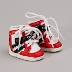 Кроссовки для куклы "Adidas" высокие 5.6*2.5 см Белые с красным и черным